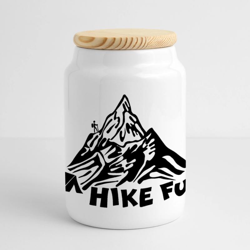 Hike Fun [Czarny] Pojemnik na herbatniki z drewnianą pokrywką