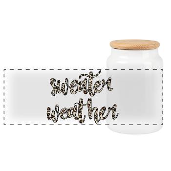 Sweater Weather – Trend Design 🐆🍂 - Panorama Keksdose mit Holzdeckel - Weiß - Vorne