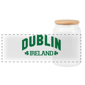 Dublin - Irland - Panorama Keksdose mit Holzdeckel - Weiß - Vorne
