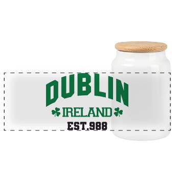 Dublin - Irland - Panorama Keksdose mit Holzdeckel - Weiß - Vorne