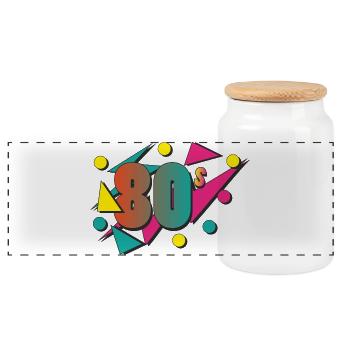 The 80's - Panoramic Cookie Jar with Wooden Lid - white - Front