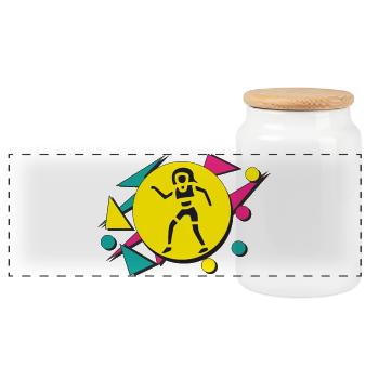 danseur des années 80 - Boîte à biscuits avec couvercle en bois - blanc - Devant