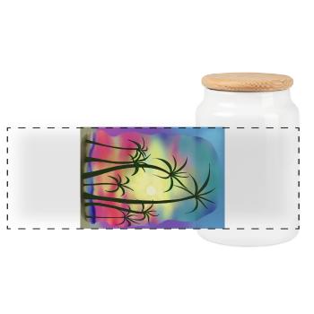 Palm trees - Panoramic Cookie Jar with Wooden Lid - white - Front