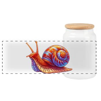 Schnecke - Panorama Keksdose mit Holzdeckel - Weiß - Vorne