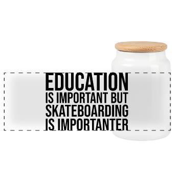 Skateboard - Panorama Keksdose mit Holzdeckel - Weiß - Vorne