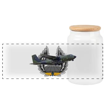C-160 Transall - Boîte à biscuits avec couvercle en bois - blanc - Devant