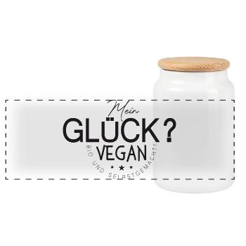 Positif Mon bonheur ? Vegan, bio et fait maison - Boîte à biscuits avec couvercle en bois - blanc - Devant