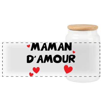 Maman d'Amour - Mother's Day - Panoramic Cookie Jar with Wooden Lid - white - Front