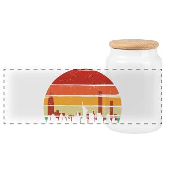 Sunset Skyline Echo - Panoramic Cookie Jar with Wooden Lid - white - Front