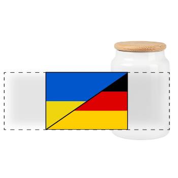 Drapeau de l’Ukraine et de l’Allemagne, écusson - Boîte à biscuits avec couvercle en bois - blanc - Devant