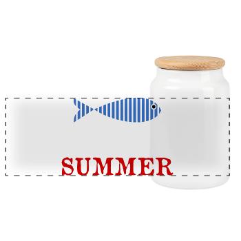FISH. APRIL FOOL. HOLIDAY. SUMMER. HUMOR - Panoramic Cookie Jar with Wooden Lid - white - Front