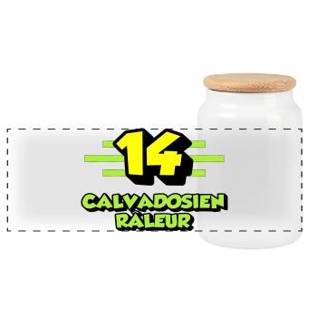 Calvadosien râleur - Boîte à biscuits avec couvercle en bois - blanc - Devant