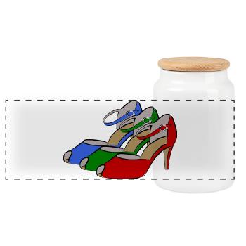 Shoe Fashion - Panoramic Cookie Jar with Wooden Lid - white - Front