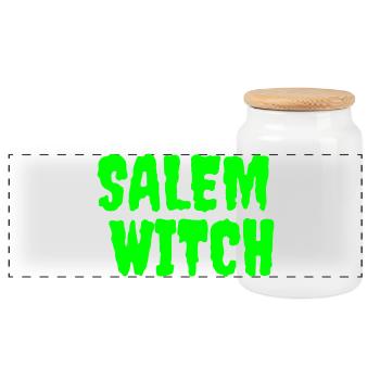 SalemWitch Halloween Design - Panoramic Cookie Jar with Wooden Lid - white - Front