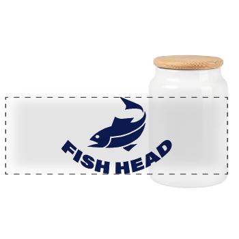 FISH HEAD - Panoramic Cookie Jar with Wooden Lid - white - Front
