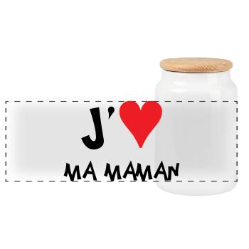 J'aime ma maman - Fête des Mères - Boîte à biscuits avec couvercle en bois - blanc - Devant