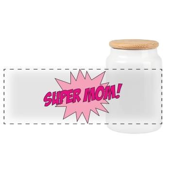 Super Maman - Fête des Mères - Boîte à biscuits avec couvercle en bois - blanc - Devant