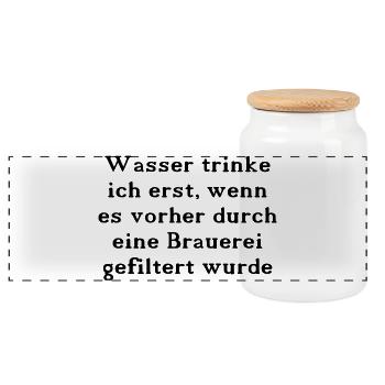 Wasser trinken - Panorama Keksdose mit Holzdeckel - Weiß - Vorne