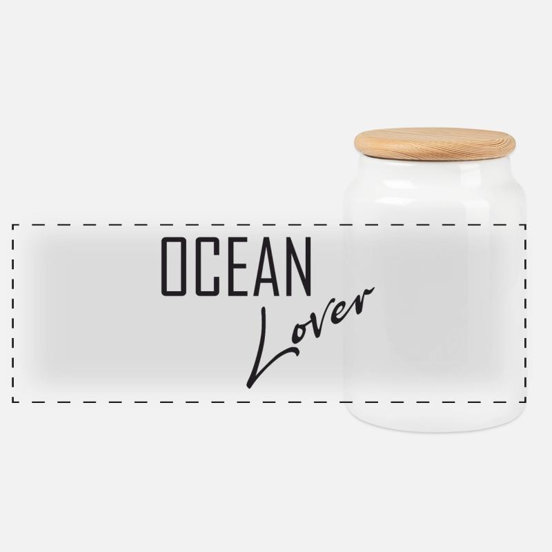Ocean Lover - Panorama Keksdose mit Holzdeckel - Weiß