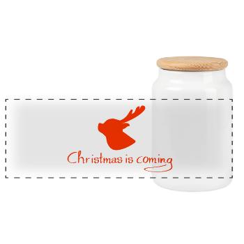 Christmas is coming - Panorama Keksdose mit Holzdeckel - Weiß - Vorne