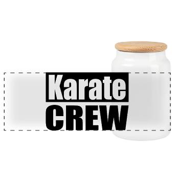 Karate Team - Panoramic Cookie Jar with Wooden Lid - white - Front