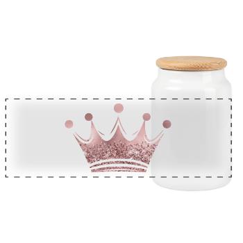 Königin/König Krone Glitter personalisierbar - Panorama Keksdose mit Holzdeckel - Weiß - Vorne