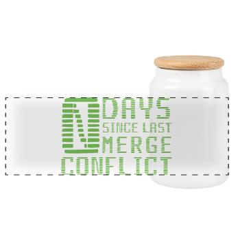 Merge Conflict Software Developer Entwickler Geek - Panorama Keksdose mit Holzdeckel - Weiß - Vorne