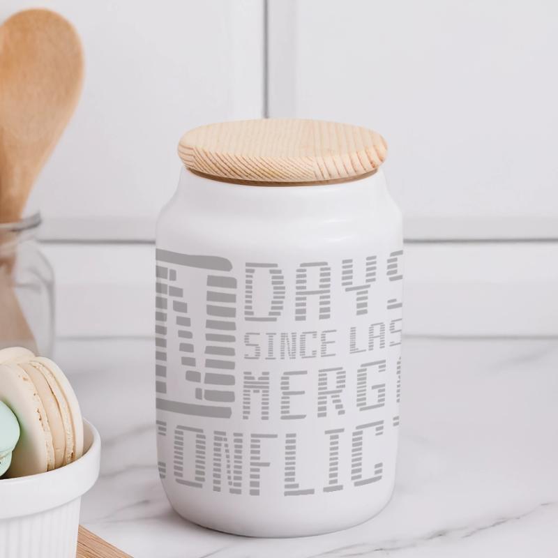 Merge Conflict Software Developer Developer geek Panoramic Cookie Jar with Wooden Lid