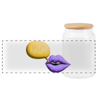 Bouche Hello Lèvres Rétro 3D Coloré - Boîte à biscuits avec couvercle en bois - blanc - Devant