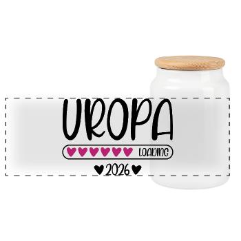Uropa 2026 loading - Panorama Keksdose mit Holzdeckel - Weiß - Vorne