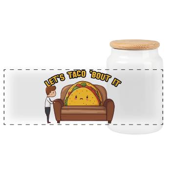 Let’s Taco About It - Panoramic Cookie Jar with Wooden Lid - white - Front