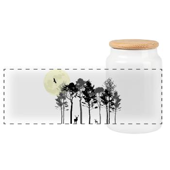 Mystic Night Forest Silhouette - Boîte à biscuits avec couvercle en bois - blanc - Devant