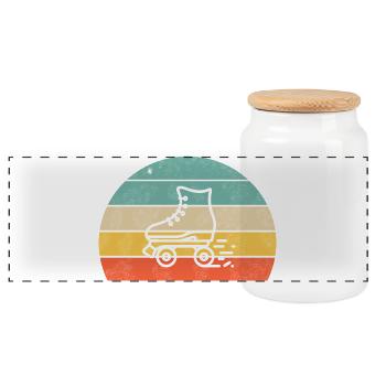 Roller skate Sirt colorful - Panoramic Cookie Jar with Wooden Lid - white - Front