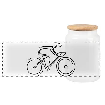 Road Bike Graphic - Panoramic Cookie Jar with Wooden Lid - white - Front