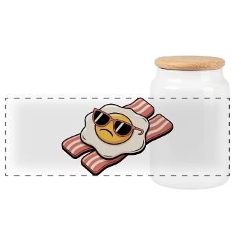 Bacon and egg - Breakfast Breakdown - Panorama Keksdose mit Holzdeckel - Weiß - Vorne