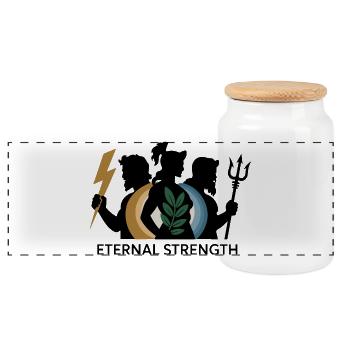 Eternal Strength Mythical Trio T-Shirt - Panoramic Cookie Jar with Wooden Lid - white - Front