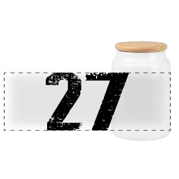 27 Number Jersey - Panoramic Cookie Jar with Wooden Lid - white - Front