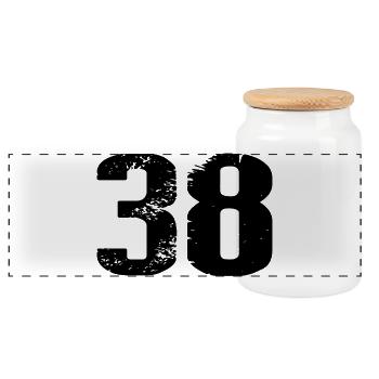 38 Number Leotard - Panoramic Cookie Jar with Wooden Lid - white - Front