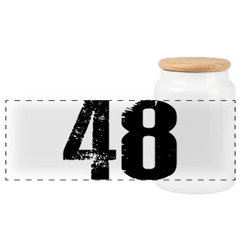 48 Number Leotard - Panoramic Cookie Jar with Wooden Lid - white - Front