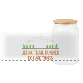 Ultra Trail Runner – Mach schwierige Dinge - Panorama Keksdose mit Holzdeckel - Weiß - Vorne