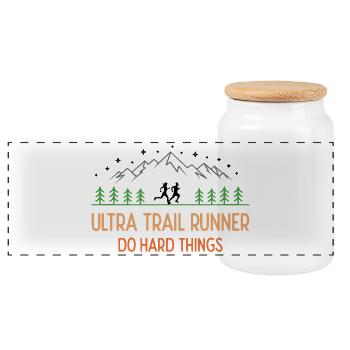 Ultra Trail Runner – Mach schwierige Dinge - Panorama Keksdose mit Holzdeckel - Weiß - Vorne
