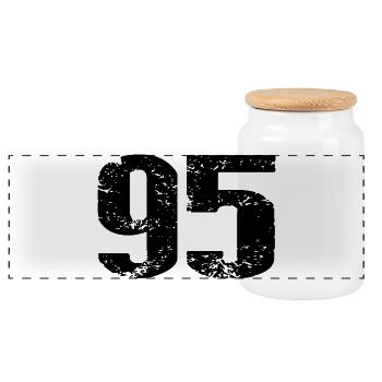 95 Number Leotard - Panoramic Cookie Jar with Wooden Lid - white - Front