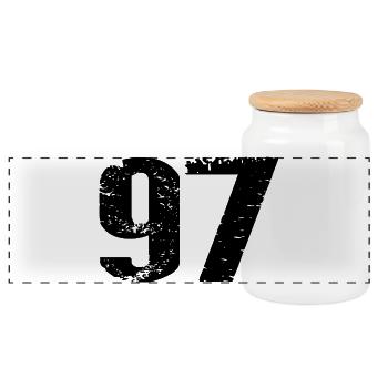 97 Number Jersey - Panoramic Cookie Jar with Wooden Lid - white - Front