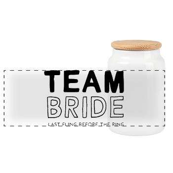 Team Bride - Panoramic Cookie Jar with Wooden Lid - white - Front