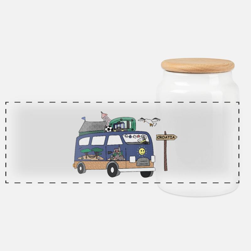 Camping Paradise Camper Croatia - Panorama Keksdose mit Holzdeckel - Weiß