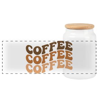 Coffee Lover Quote - Panoramic Cookie Jar with Wooden Lid - white - Front