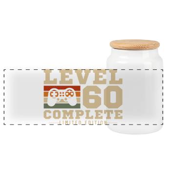 Level 60 completed - Panoramic Cookie Jar with Wooden Lid - white - Front