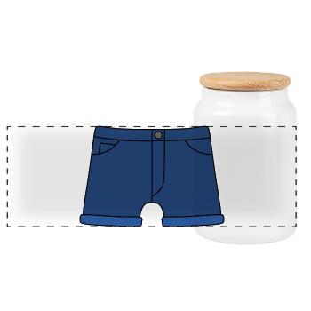 Short décontracté en jean avec ourlet roulé - Boîte à biscuits avec couvercle en bois - blanc - Devant