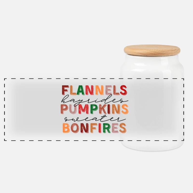 🍂 Flannels, Pumpkins & Bonfires – Fall Vibes  - Panorama Keksdose mit Holzdeckel - Weiß