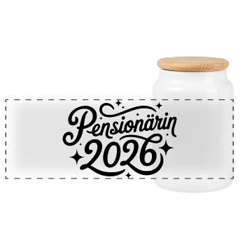 Pensioner 2026 - Panoramic Cookie Jar with Wooden Lid - white - Front